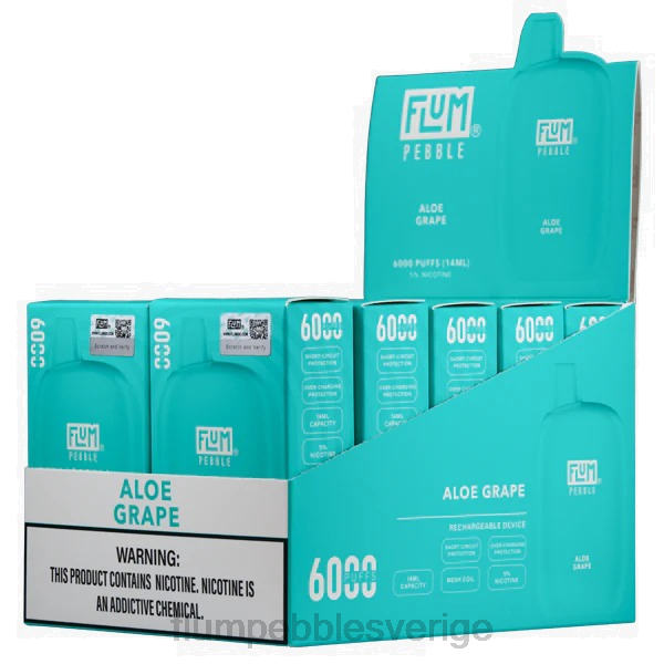 FLUM PEBBLE Vape Sverige - FLUM PEBBLES 6000 puffar 10 förpackningar J8HB3 aloe druva