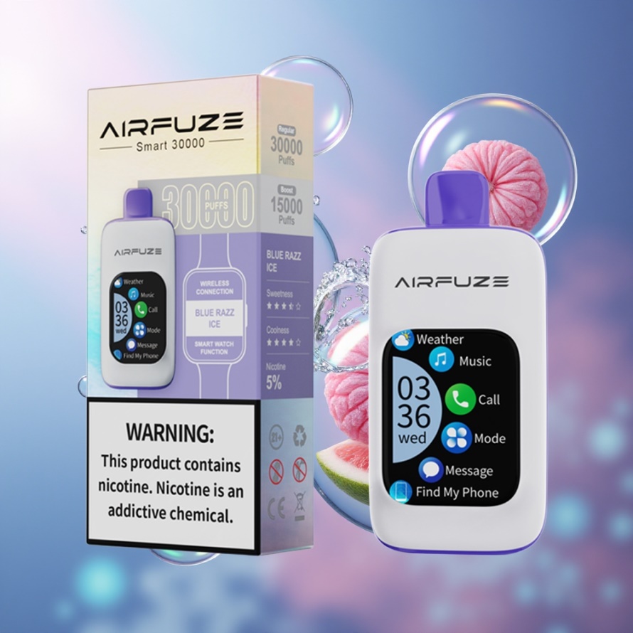 AirFuze Smart 30000 Puffs Engångsvape Blå Hallon Is med 5% Nikotin & 900mAh Batteri – Svensk Grossist