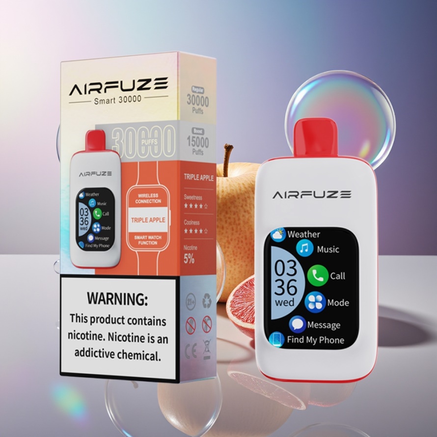 AirFuze Smart 30000 Puffs Engångsvape Triple Apple (Tredubbel Äpple) med 5% nikotin, 900mAh batteri & Type-C – svensk grossist
