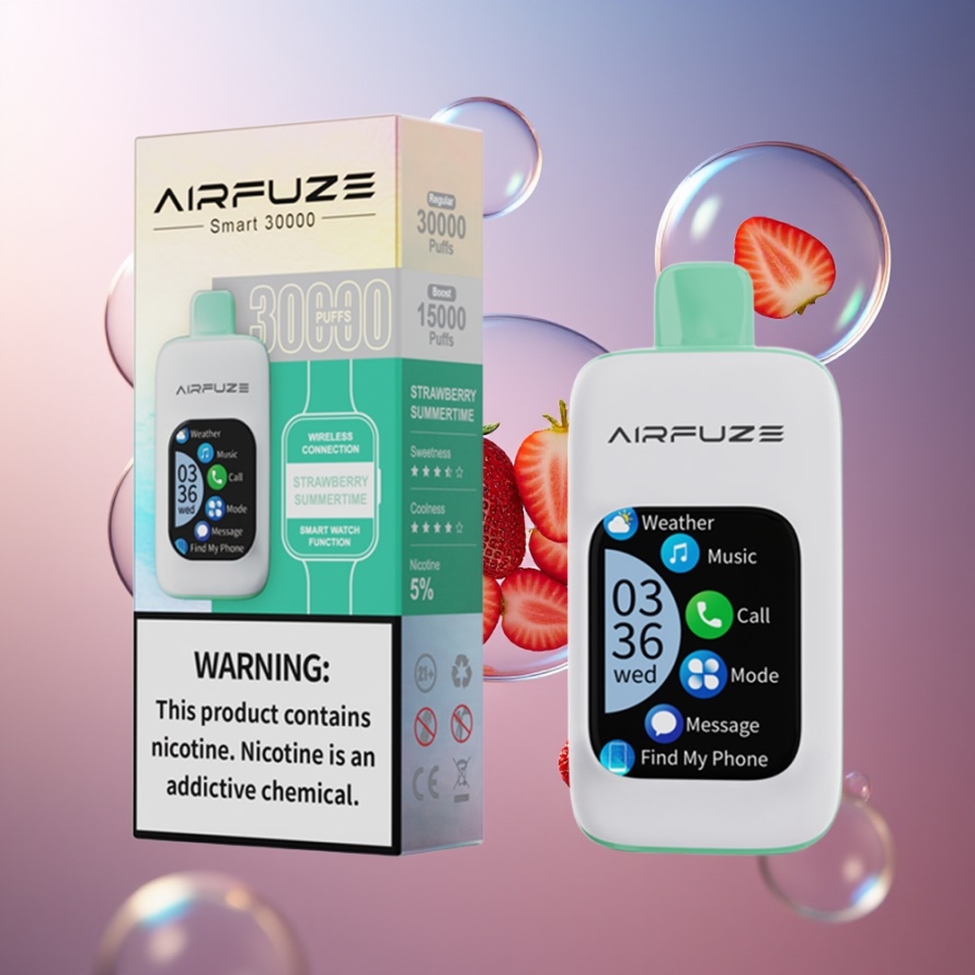 AirFuze Smart 30000 Puffs Svensk Grossist Engångsvape Jordgubb Sommartid med 5% Nikotin & 900mAh