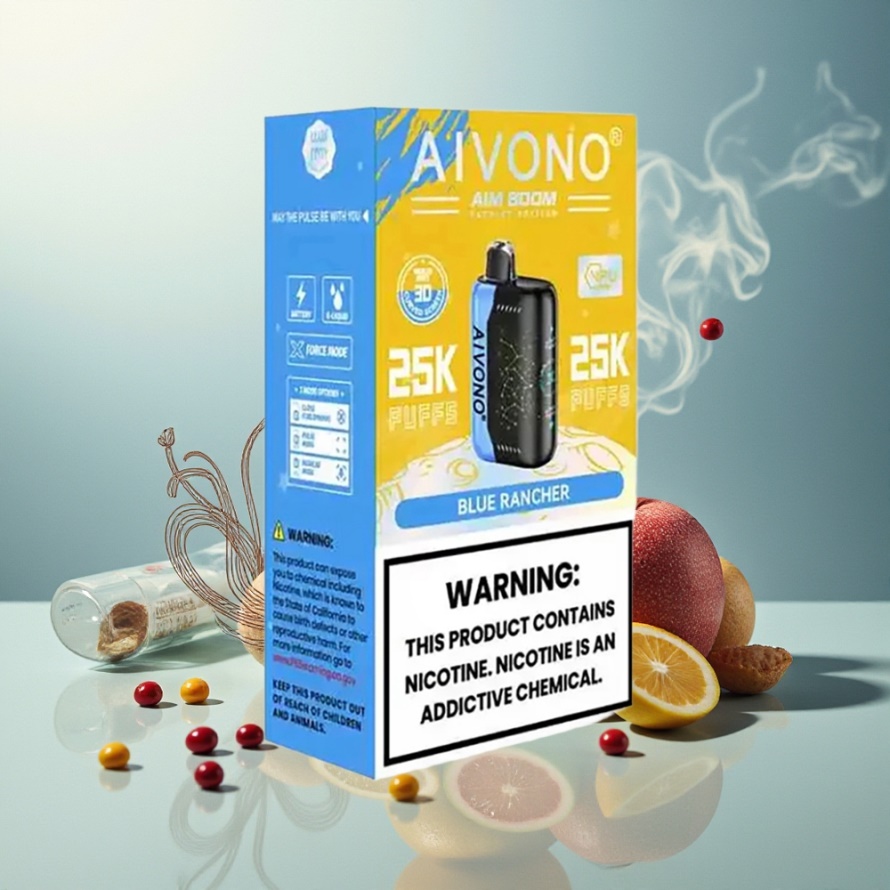 Aivono Aim Boom 25000 Puffs Engångs Vape Blå Rancher 28ml 650mAh Type-C svensk grossist