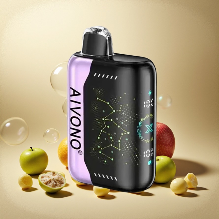 Aivono Aim Boom 25000 Puffs Engångs Vape Grönt Äpple Druva Svensk Grossist 28ml 650mAh 1.2ohm