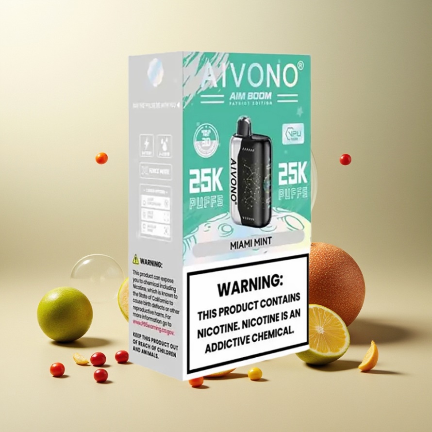 Aivono Aim Boom 25000 Puffs Engångs Vape Miami Mynta Svensk Grossist 650mAh Type-C