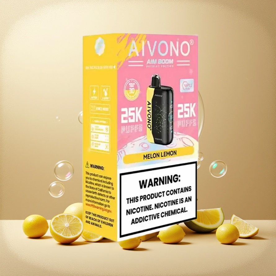 Aivono Aim Boom 25000 Puffs Svensk Grossist Engångs Vape Melon Citron 28ml 650mAh