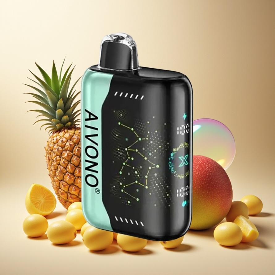 Aivono Aim Boom 25000 Puffs Svensk Grossist Engångs Vape Sur Mango Ananas 28ml 650mAh Type-C