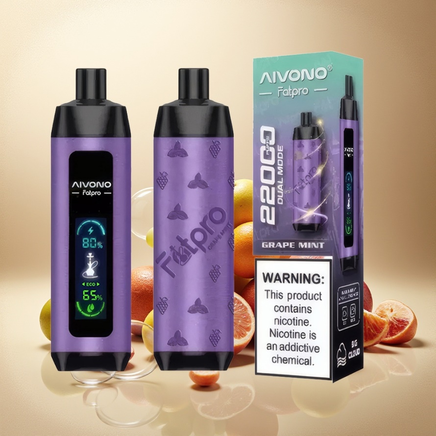 Aivono Aim Fatpro 22000 Puffs Svensk Grossist Engångs Vape Druva Mynta 0% Nicotin 28ml 600mAh