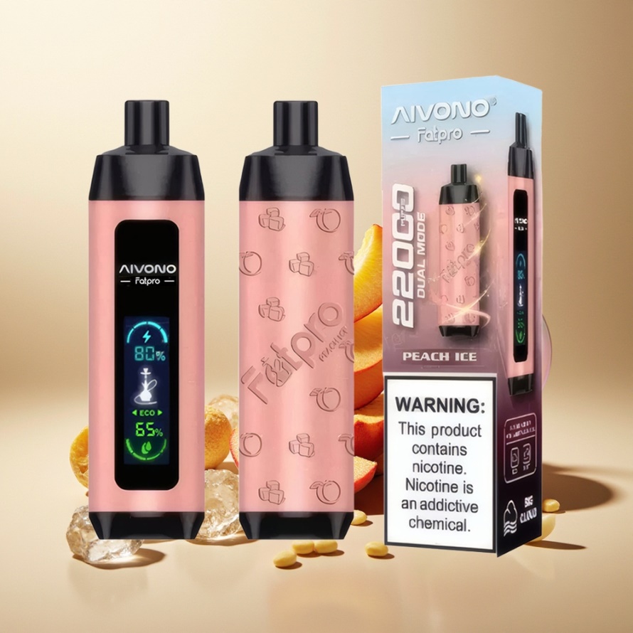Aivono Aim Fatpro 22000 Puffs Svensk Grossist Engångs Vape Persika Is med 5% Nikotin och 28ml E-liquid