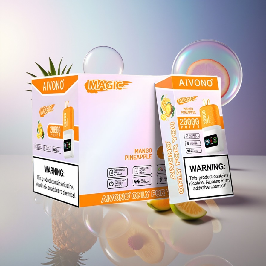 Aivono Aim Magic 20000 Puffs Svensk Grossist Engångs Vape Mango Ananas Dual Mesh LCD Typ-C