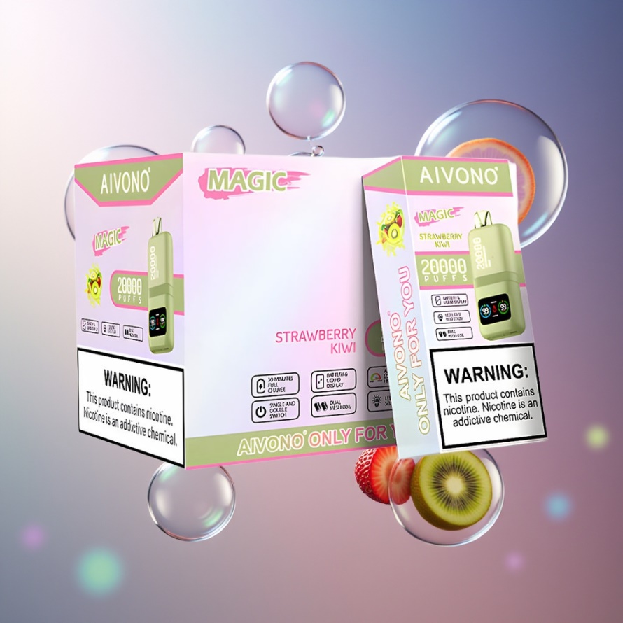 Aivono Aim Magic 20000 Puffs Svensk Grossist Engångs Vape jordgubbe kiwi 26ml Dual Mesh LCD Typ-C