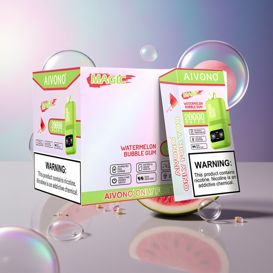 Aivono Aim Magic 20000 Puffs Svensk Grossist Vattenmelon Tuggummi Engångs Vape med LCD & Typ-C