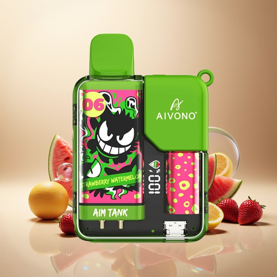 Aivono Aim Tank 9500 Puffs Svensk Grossist Engångs Vape Jordgubb Vattenmelon 18ml 650mAh LCD