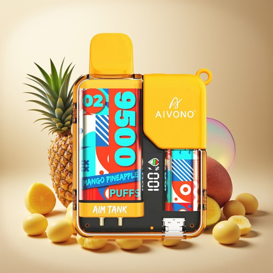 Aivono Aim Tank 9500 Puffs Svensk Grossist Engångs Vape Mango Ananas med 18ml E-liquid och 650mAh Battery