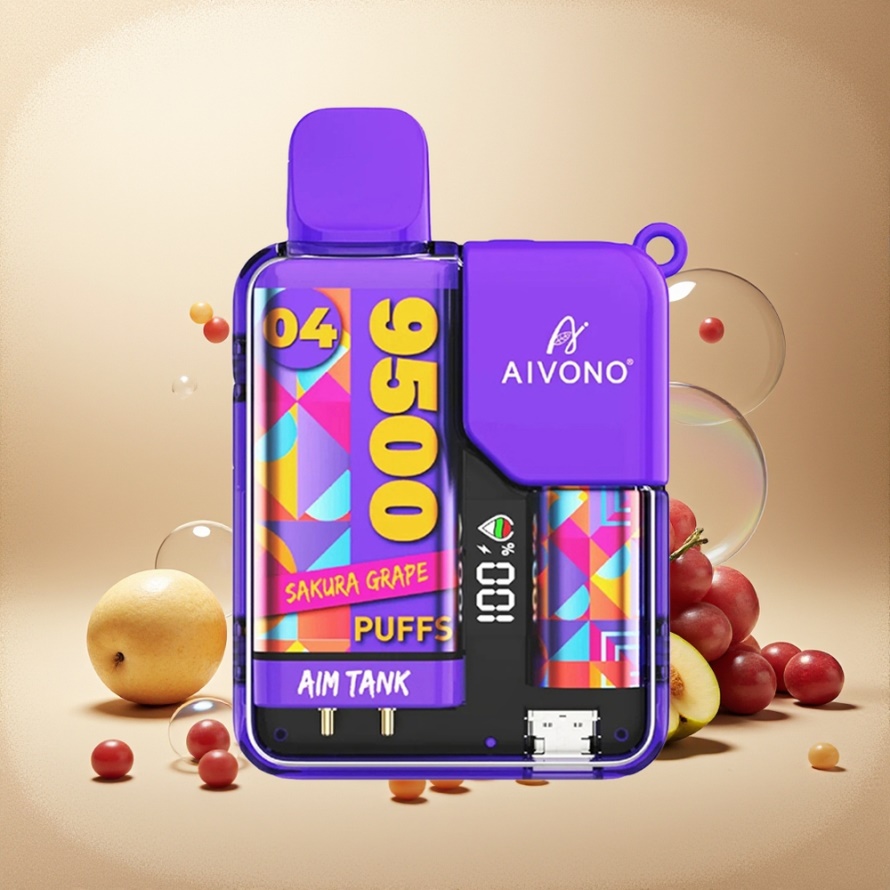 Aivono Aim Tank 9500 Puffs Svensk Grossist Engångs Vape Sakura Vinbär 18ml LCD