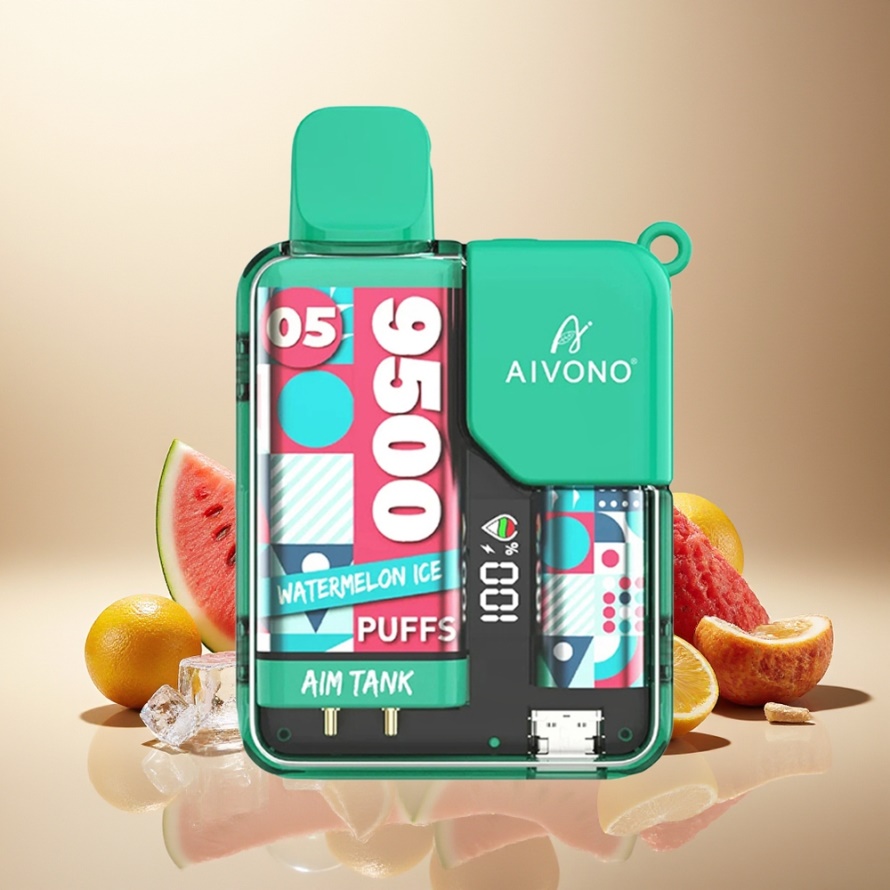 Aivono Aim Tank 9500 Puffs Svensk Grossist Engångs Vape Vattenmelon Is 18ml 650mAh LCD 1.2ohm