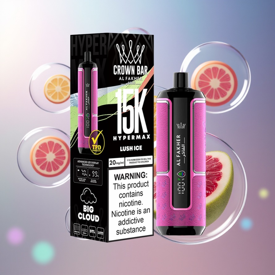 Al Fakher Crown Bar 15K Hypermax Engångs Vape Kit Luch Is - Svensk Grossist