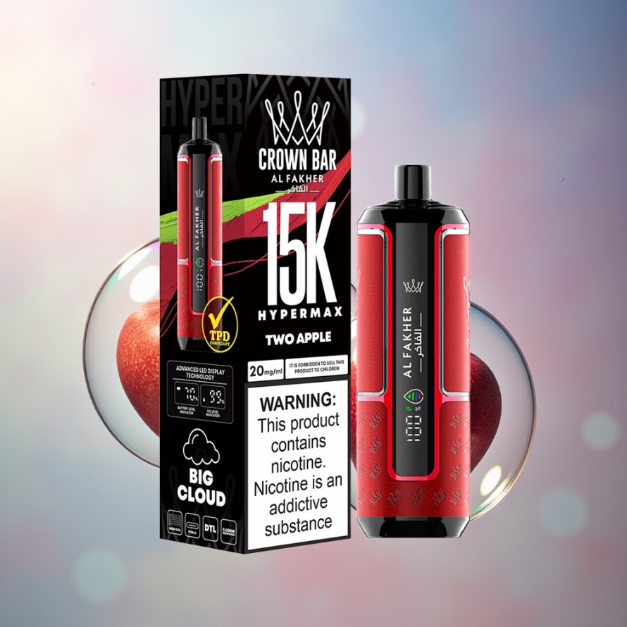 Al Fakher Crown Bar 15K Hypermax Engångs Vape Kit Två Äpple för svensk grossist