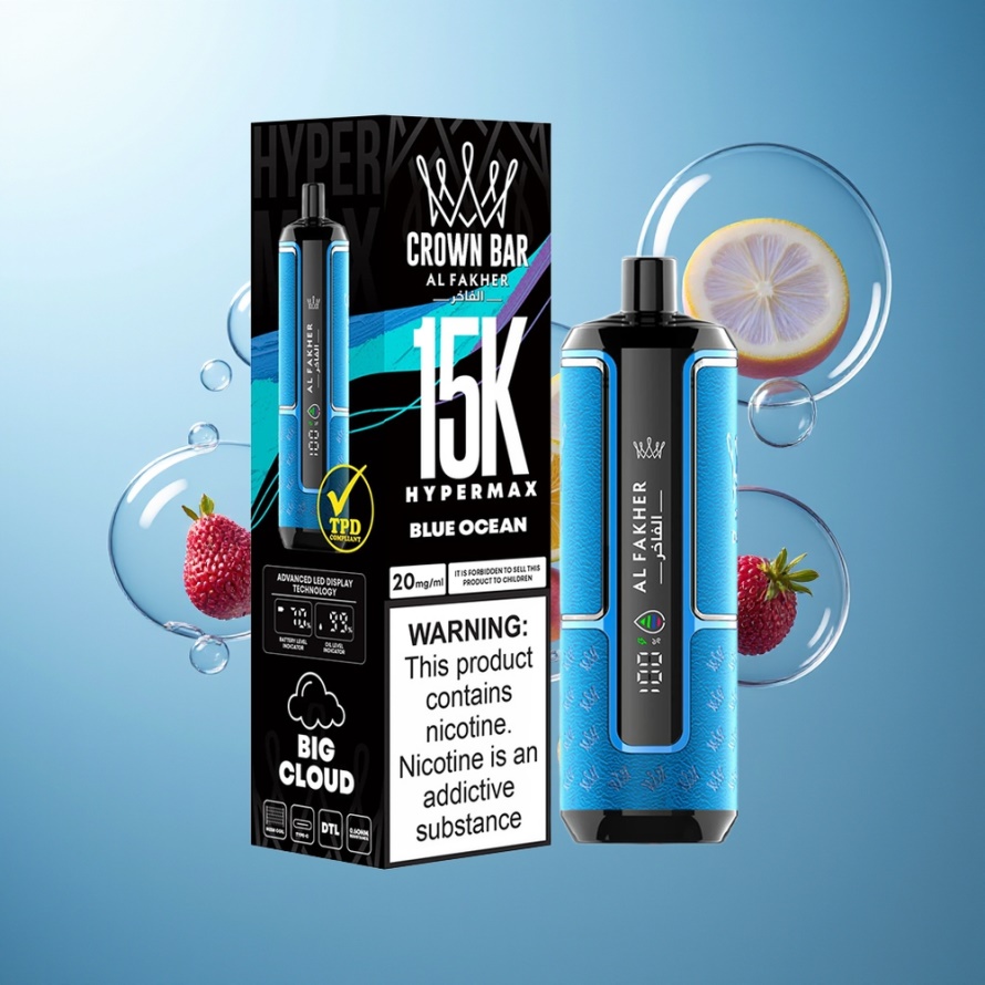 Al Fakher Crown Bar 15K Hypermax Engångsvape Kit Blå Hav – Svensk Grossist