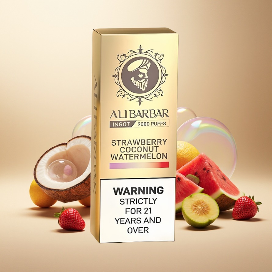 Alibarbar Ingot 9000 Puffs Engångs Vape Jordgubb Kokos Vattenmelon 22ml 2350mAh Svensk Grossist