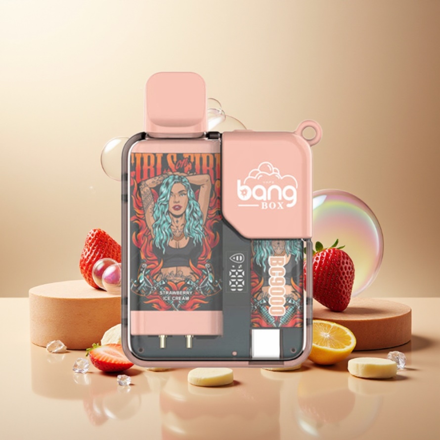 Bang Box 9000 Puffs Engångs Vape Jordgubb Glass (14ml, 650mAh, Type-C) svensk grossist