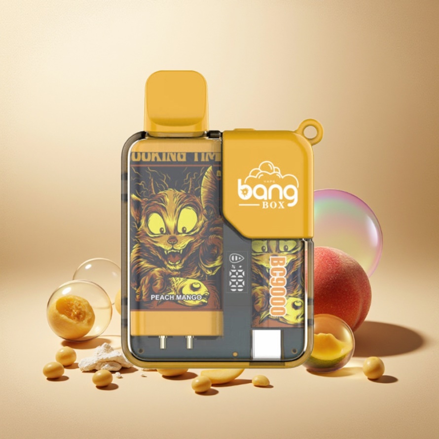 Bang Box 9000 Puffs Svensk Grossist Engångs Ecigg Persika Mango 14ml 650mAh Type-C