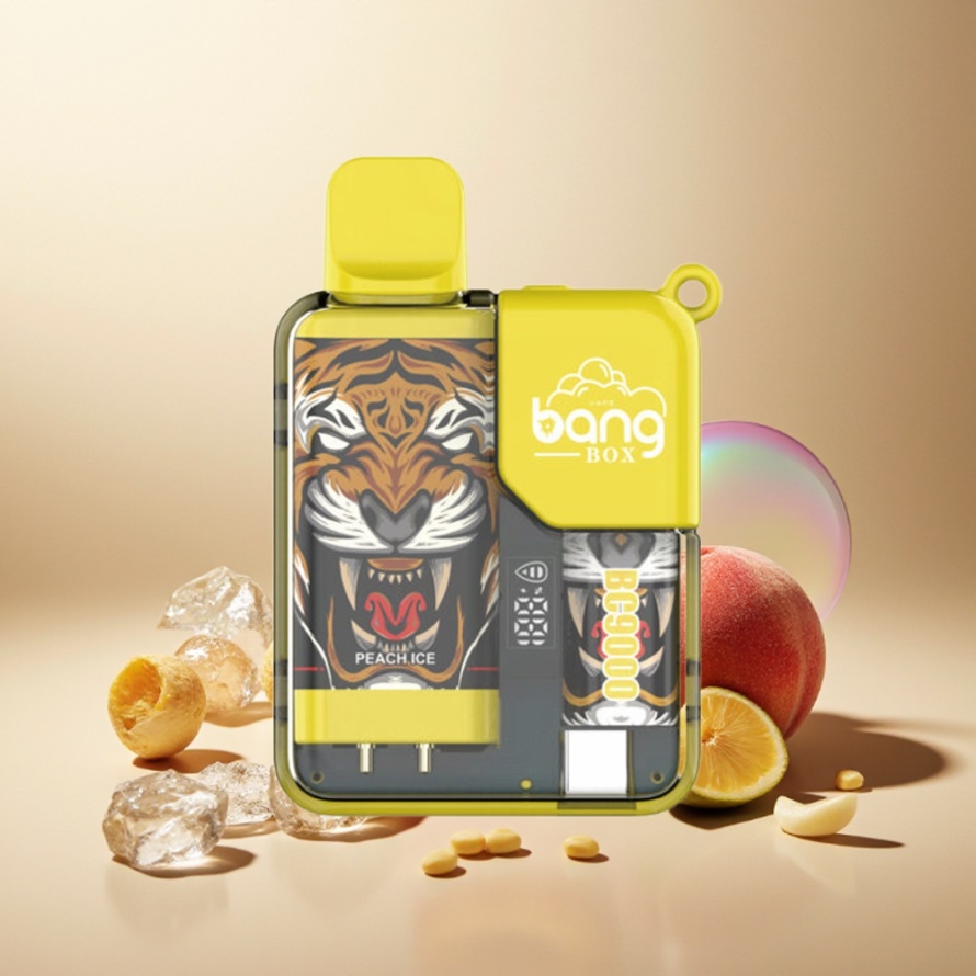 Bang Box 9000 Puffs Svensk Grossist Engångs Vape Persika Is 14ml 650mAh Type-C