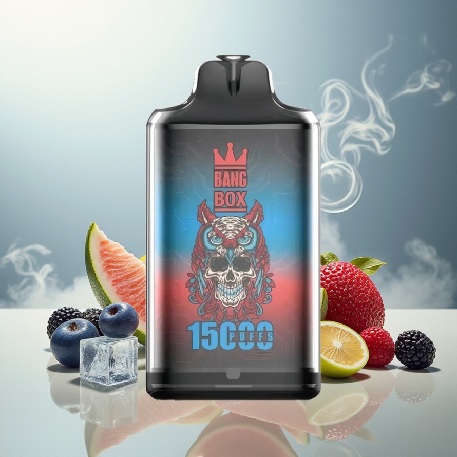 Bang Box King 15000 Puffs Engångs Vape Blå Hallon Is 23ml 5% Nikotin TYPE-C svensk grossist