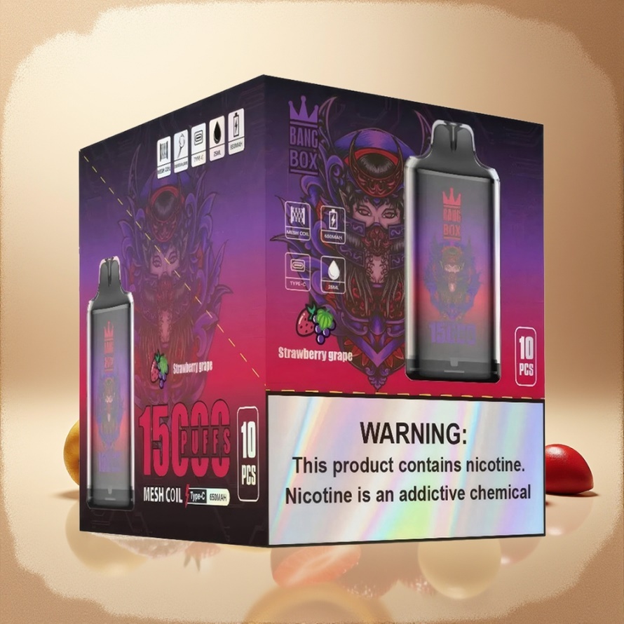 Bang Box King 15000 Puffs Engångs Vape Jordgubb Druva svensk grossist 23ml 5% Nikotin TYPE-C