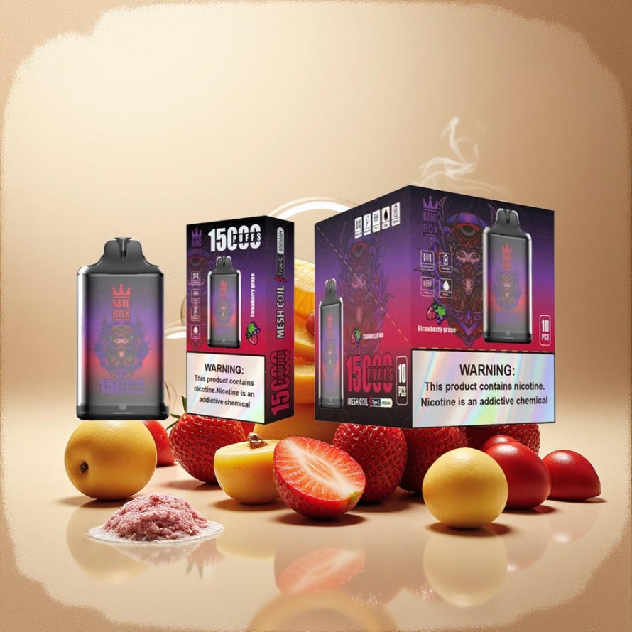 Bang Box King 15000 Puffs Engångs Vape Jordgubb Druva svensk grossist 23ml 5% Nikotin TYPE-C