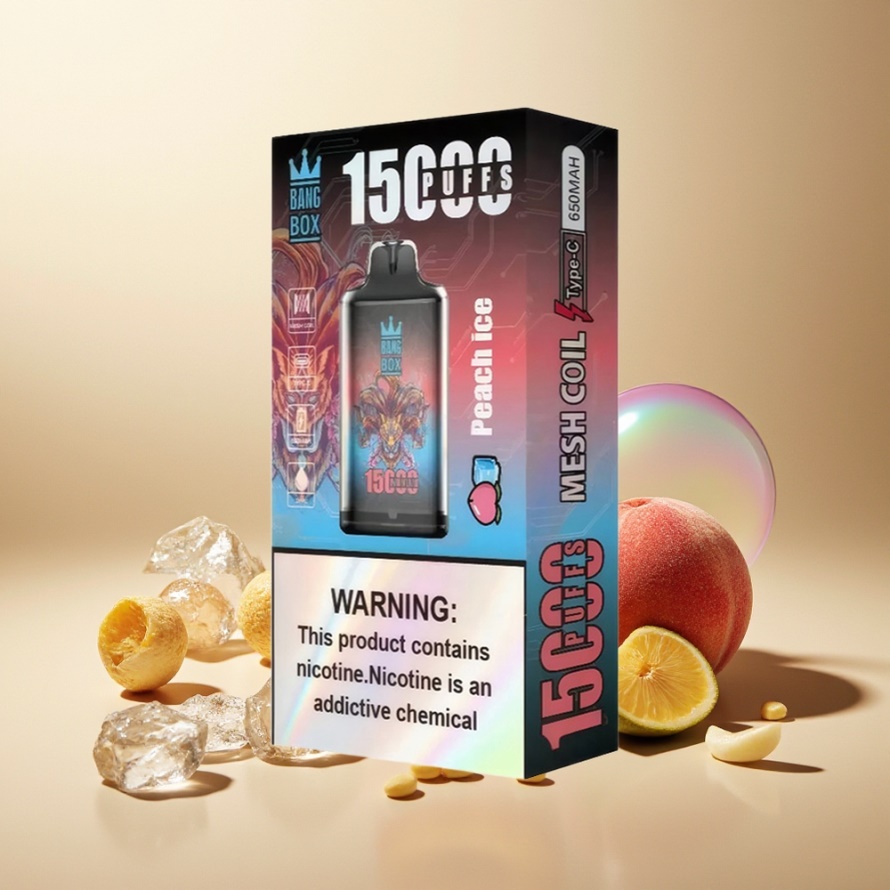 Bang Box King 15000 Puffs Engångs Vape Persika Is (23ml, 650mAh, TYPE-C) - Svensk Grossist
