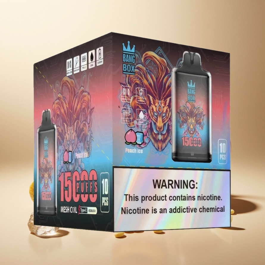 Bang Box King 15000 Puffs Engångs Vape Persika Is (23ml, 650mAh, TYPE-C) - Svensk Grossist