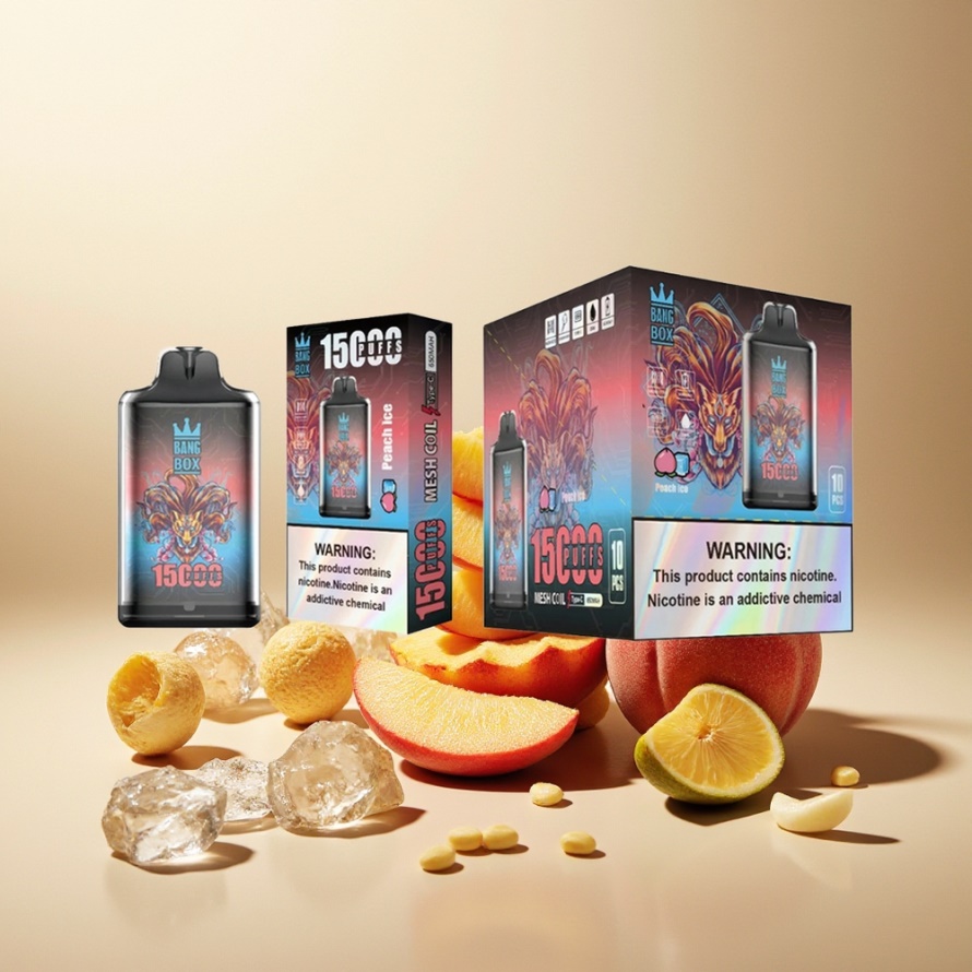 Bang Box King 15000 Puffs Engångs Vape Persika Is (23ml, 650mAh, TYPE-C) - Svensk Grossist