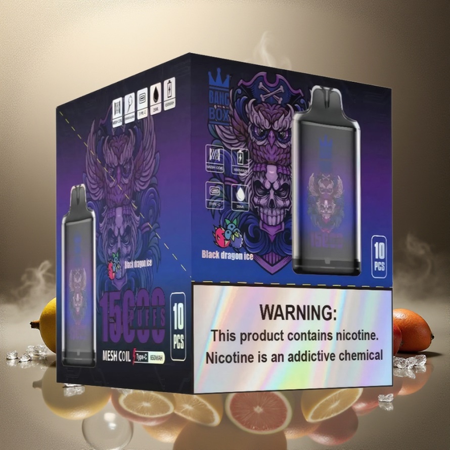 Bang Box King 15000 Puffs Engångs Vape Svart Drake Is (23ml, 650mAh, TYPE-C) svensk grossist