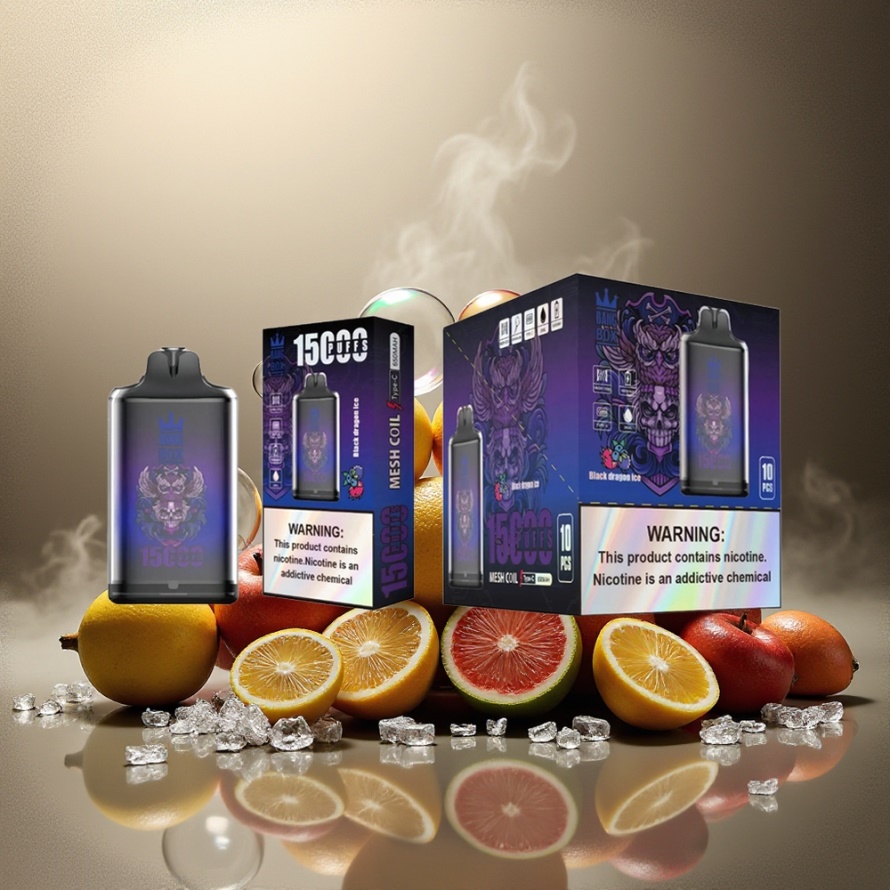 Bang Box King 15000 Puffs Engångs Vape Svart Drake Is (23ml, 650mAh, TYPE-C) svensk grossist