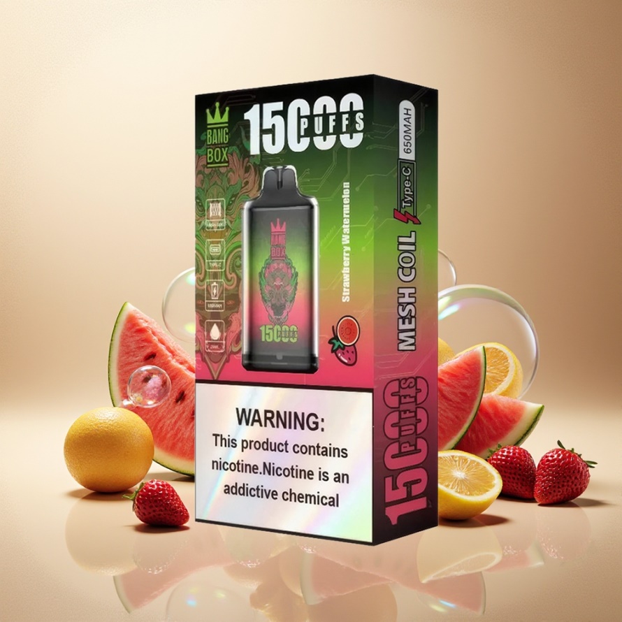 Bang Box King 15000 Puffs Svensk Grossist Engångs Vape Jordgubb Vattenmelon 23ml 5% Nikotin TYPE-C