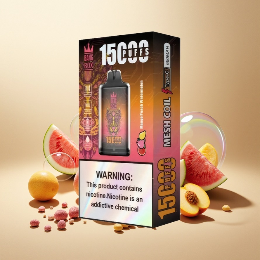 Bang Box King 15000 Puffs Svensk Grossist Engångs Vape Mango Persika Vattenmelon 23ml 5% Nikotin TYPE-C