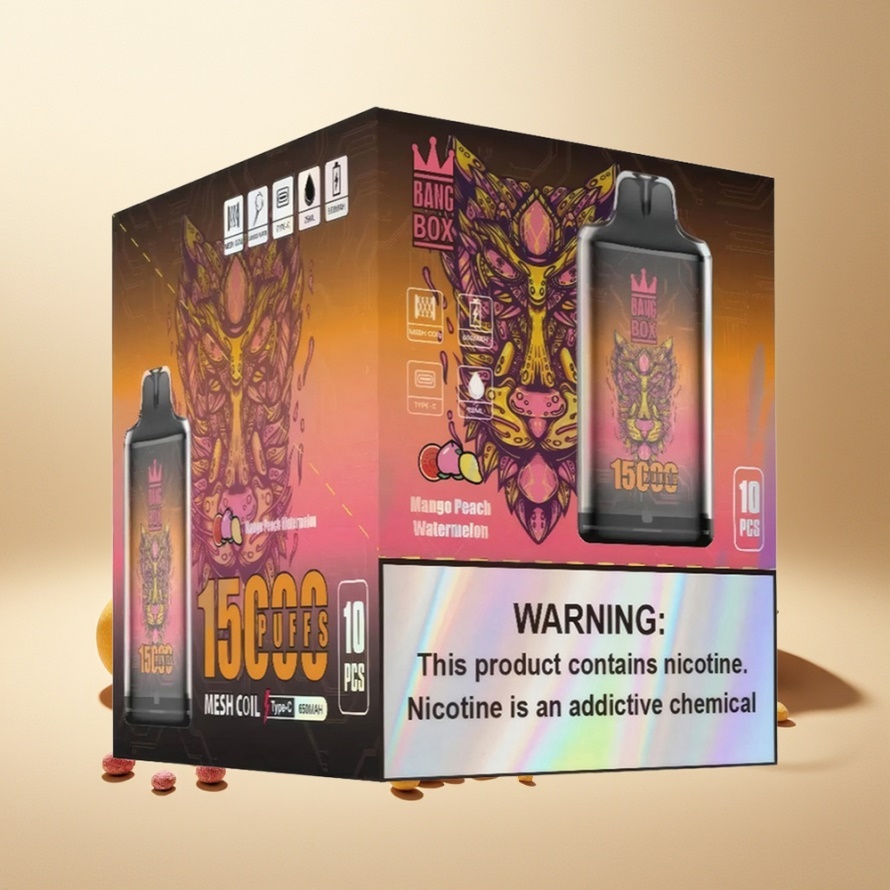 Bang Box King 15000 Puffs Svensk Grossist Engångs Vape Mango Persika Vattenmelon 23ml 5% Nikotin TYPE-C