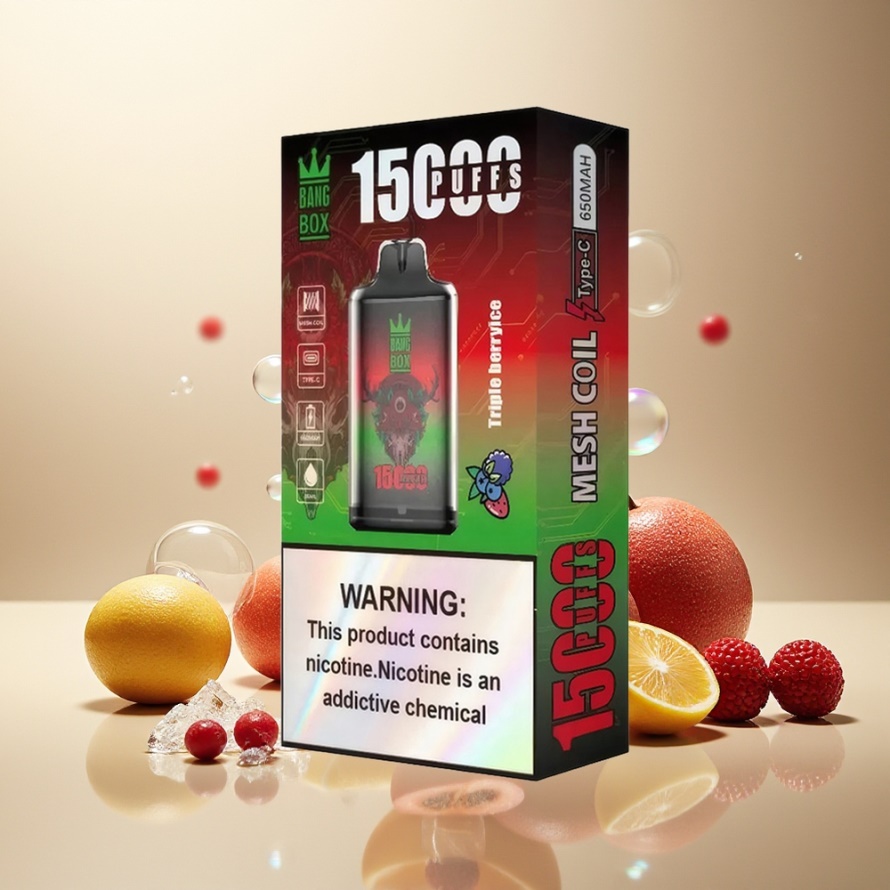 Bang Box King 15000 Puffs Svensk Grossist Engångs Vape Trebär Is 23ml 650mAh TYPE-C