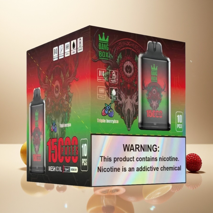 Bang Box King 15000 Puffs Svensk Grossist Engångs Vape Trebär Is 23ml 650mAh TYPE-C