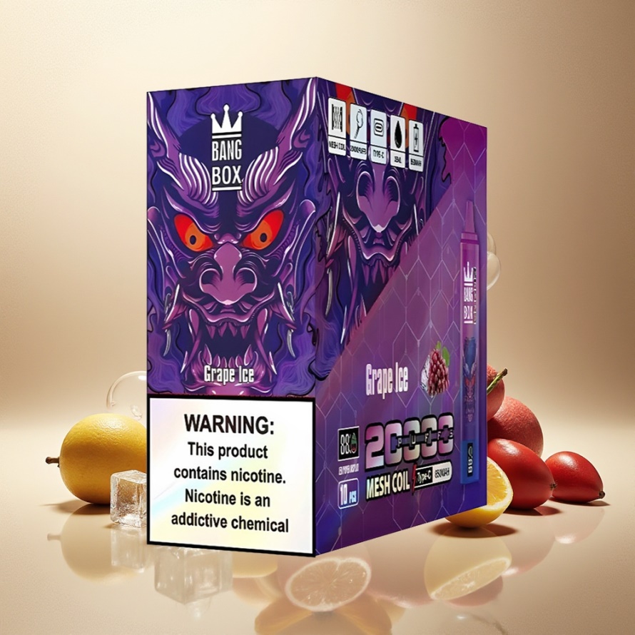 Bang Box King 20000 Puffs Engångs Vape Vindruvis Is 35ml svensk grossist Mesh Coil 850mAh