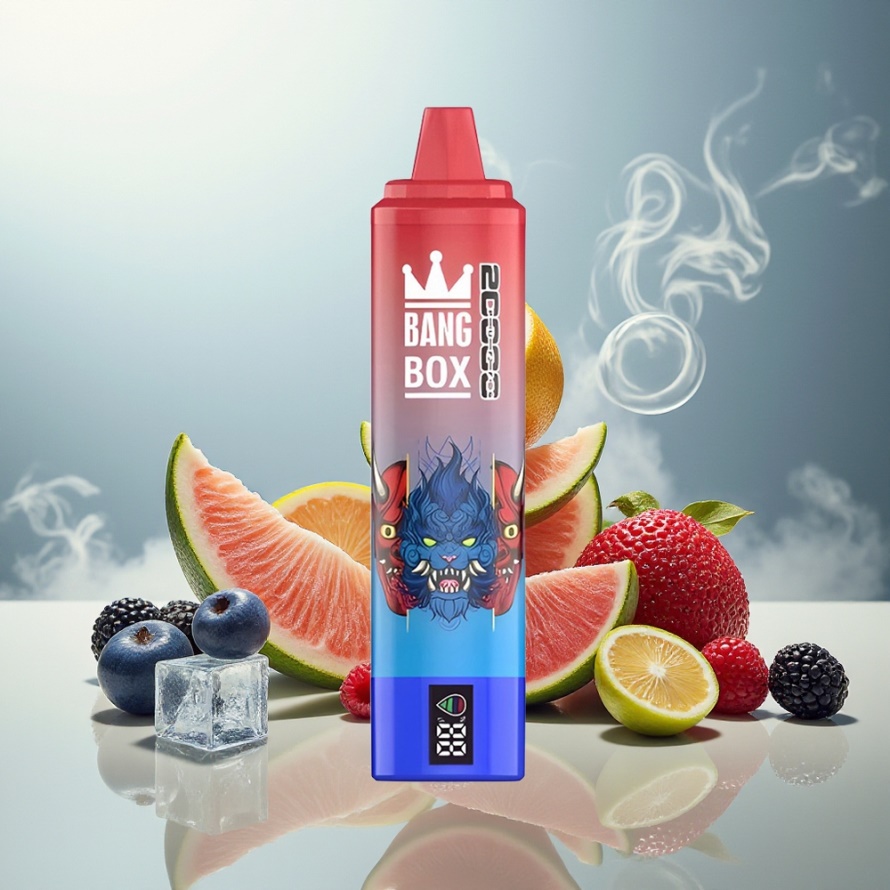 Bang Box King 20000 Puffs Svensk Grossist Engångs Vape Blå Hallon Is 35ml Mesh Coil Rechargeable