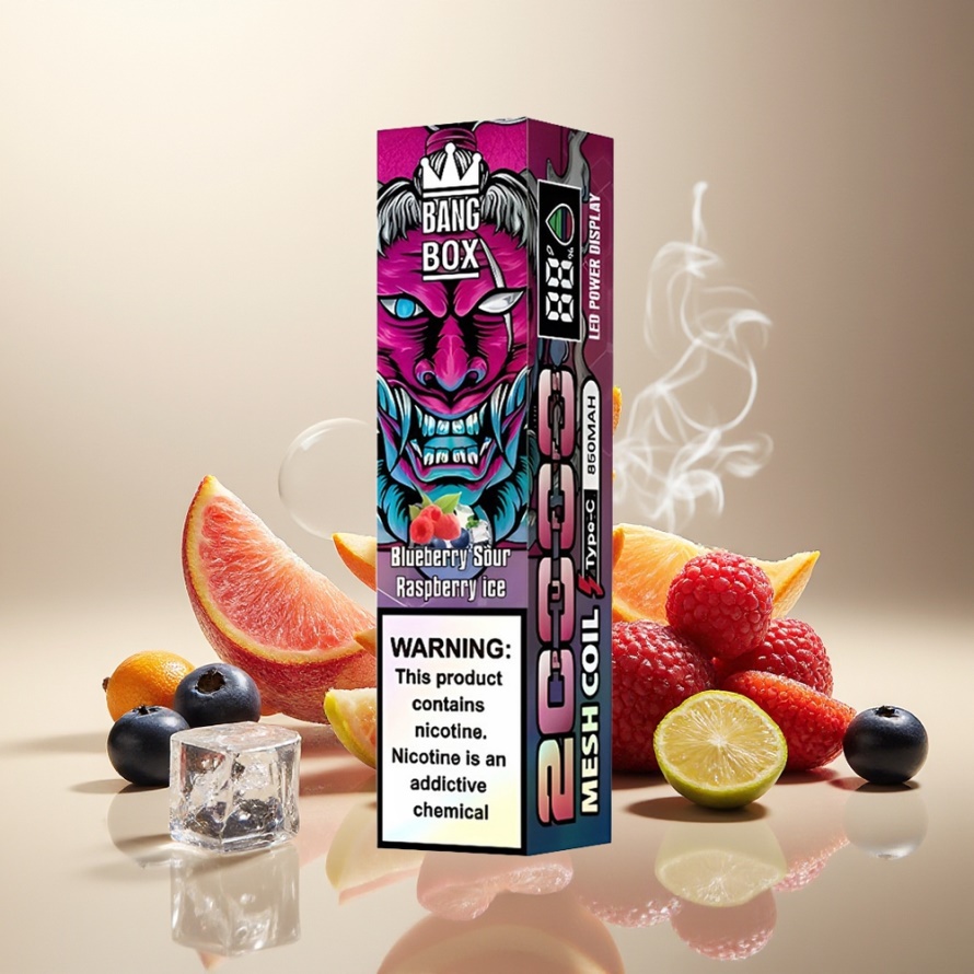 Bang Box King 20000 Puffs Svensk Grossist Engångs Vape Blåbär Sursmak Hallon Is 35ml 850mAh Mesh Coil