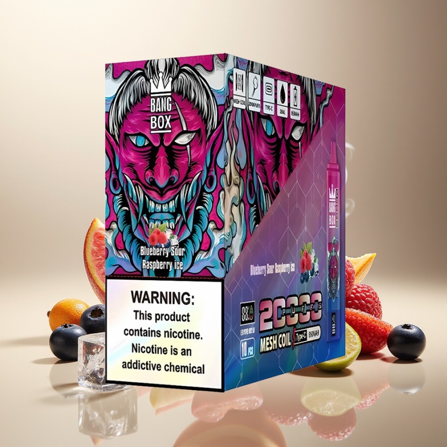 Bang Box King 20000 Puffs Svensk Grossist Engångs Vape Blåbär Sursmak Hallon Is 35ml 850mAh Mesh Coil