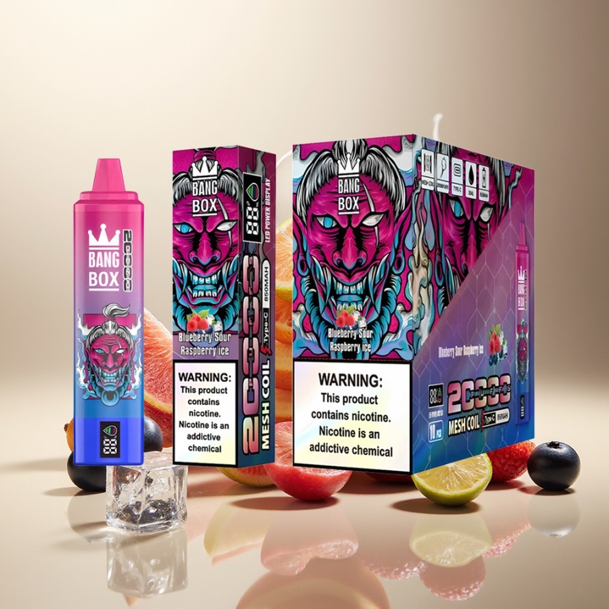 Bang Box King 20000 Puffs Svensk Grossist Engångs Vape Blåbär Sursmak Hallon Is 35ml 850mAh Mesh Coil