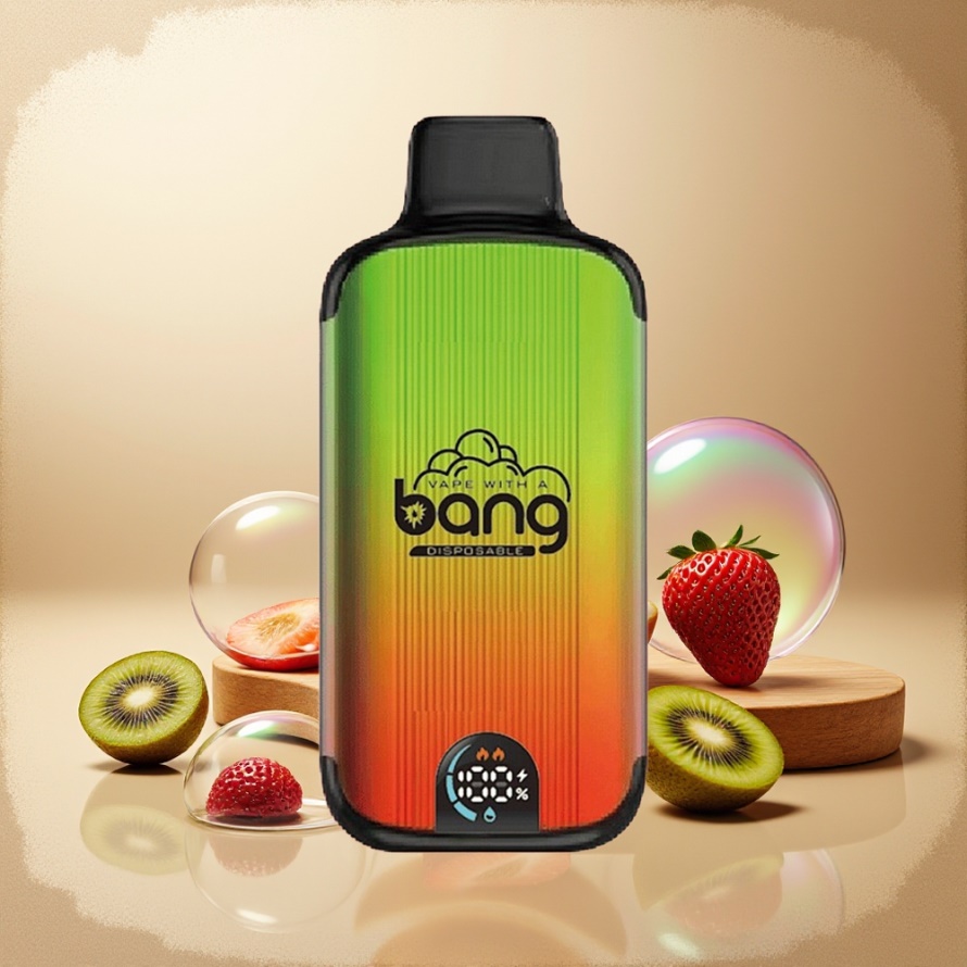 Bang 20000 Puffs Engångs Vape Jordgubb-Kiwi Svensk Grossist med 13400 Battery & Dual Mesh Coil