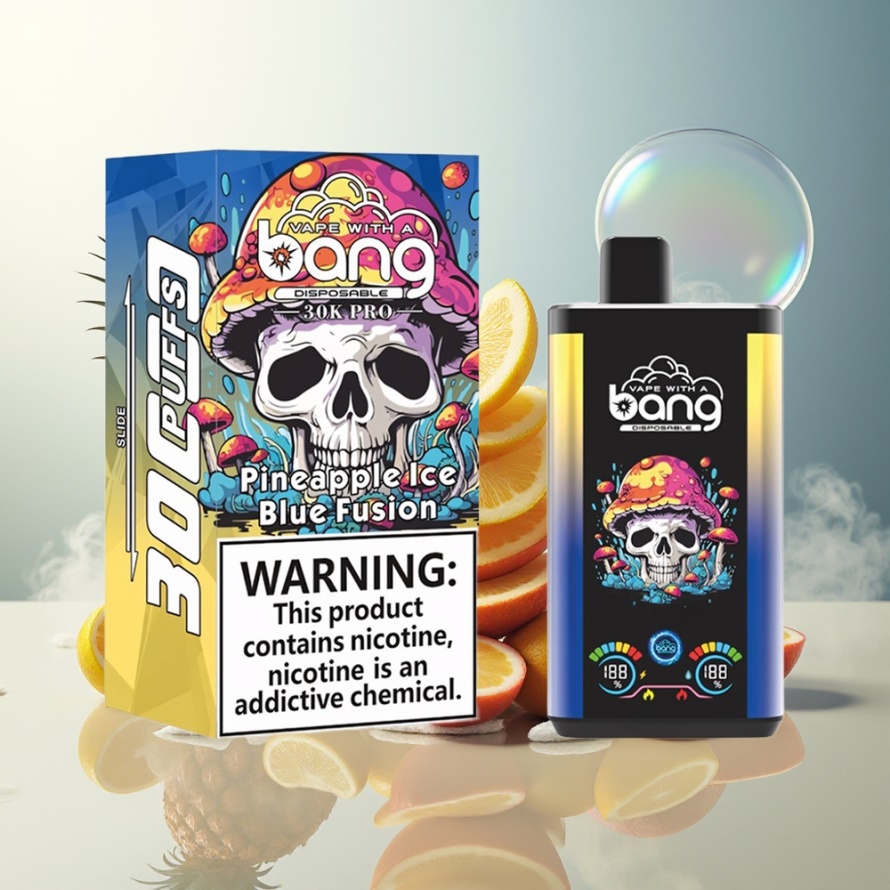 Bang 30K Pro 30000 Puffs Engångs Vape Ananas Is & Blå Fusion Svensk Grossist 36ml 550mAh Dual-Smak