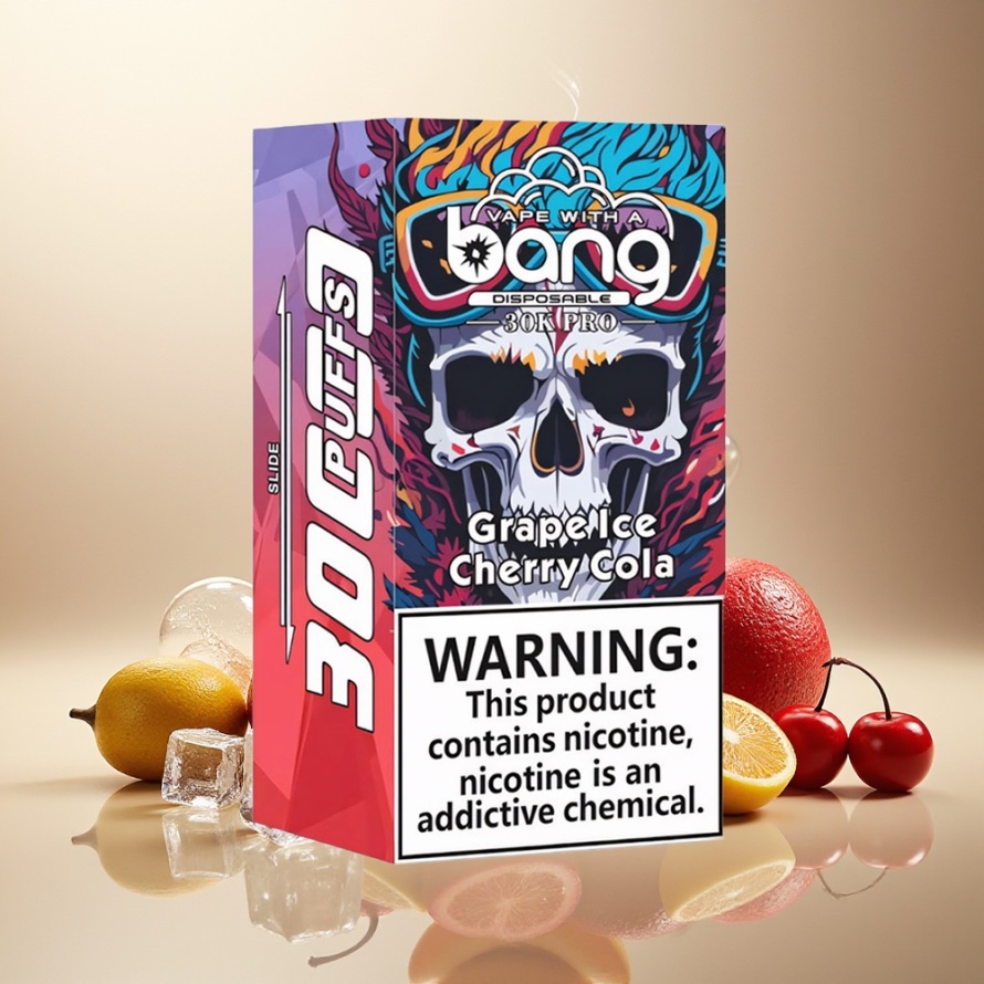 Bang 30K Pro 30000 Puffs Svensk Grossist Engångs Vape Druvis & Körsbärskola Dual-Smak System 36ml 550mAh