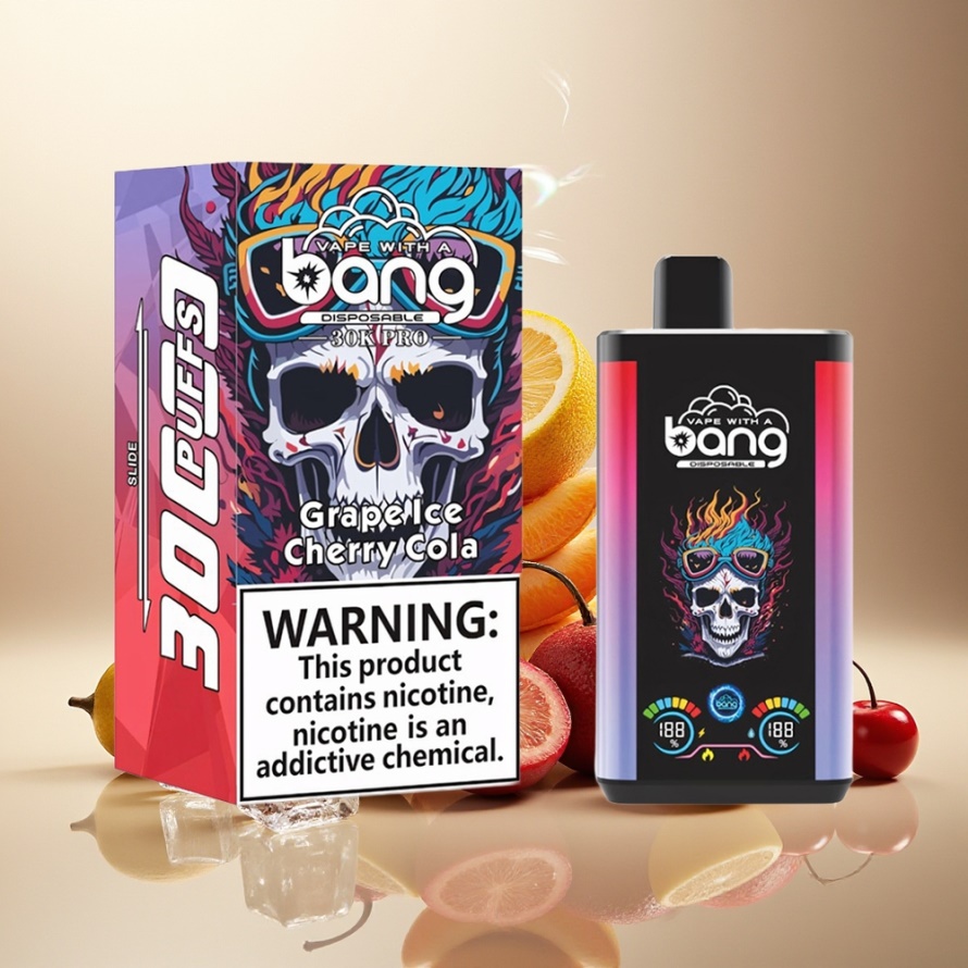 Bang 30K Pro 30000 Puffs Svensk Grossist Engångs Vape Druvis & Körsbärskola Dual-Smak System 36ml 550mAh