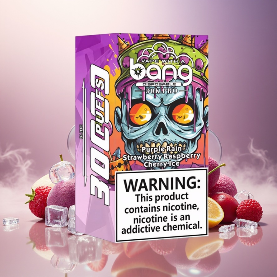 Bang 30K Pro 30000 Puffs Svensk Grossist Engångs Vape Lila Regn & Jordgubb Hallon Körsbär Is / 36ml / 550mAh / Dual-Smak System