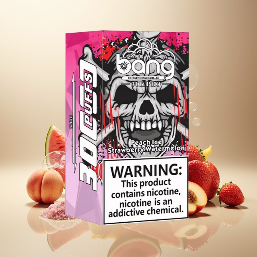 Bang 30K Pro 30000 Puffs Svensk Grossist Engångs Vape Persika Is & Jordgubb Vattenmelon 36ml 550mAh Dual-Smak