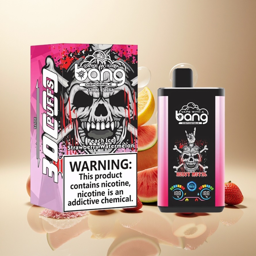 Bang 30K Pro 30000 Puffs Svensk Grossist Engångs Vape Persika Is & Jordgubb Vattenmelon 36ml 550mAh Dual-Smak